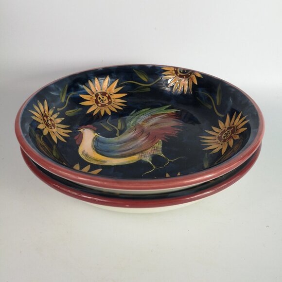 2 Susan Winget Certified International Sunrise Rooster Dishes Bowls 9.25" - Picture 4 of 8